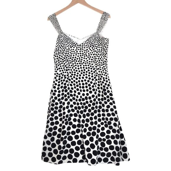 Ann Taylor Polka Dot Dress Size 6 Preppy Fit & Flare Ruched Bust Academia Twee - Picture 2 of 6